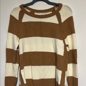 Anthropology Striped Brown and Cream Sweater in Small